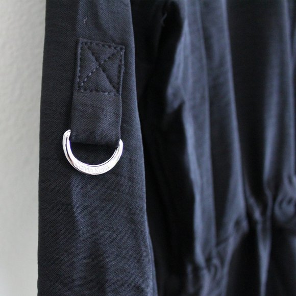 NWT Calvin Klein Rolled-sleeve tie waist top- black - Picture 5 of 6